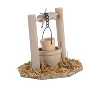BELOWSYALER Modèle de puits miniature avec seau à eau pour maisons de poupées, décorations de jardin, sculpture rurale pour les amateurs de maisons de poupée