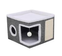 BELOWSYALER Niche pliante pour chat avec cachette de poteau résistant à la mastication pour petite à grande maison d'hiver avec coussinet en sisal