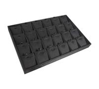 BELOWSYALER Plateau de présentation de bijoux en bois avec surfaces en polyuréthane brossé et design robuste pour comptoir de magasin, support de boucles d'oreilles avec base en bois