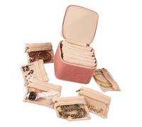 BELOWSYALER Porte-bijoux élégant en velours avec compartiments individuels zippés pour femmes et filles