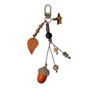 BELOWSYALER Porte-clés à thème fruits artificiels accrocheur accessoire tendance pendentif sac élégant support pour offrir en bois de chêne, breloque en bois