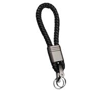 BELOWSYALER Porte-clés en cuir tressé avec anneaux en métal, accessoire de voiture en aluminium pour propriétaires de voitures et porte-clés en cuir résistant aux voyages