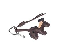 BELOWSYALER Porte-clés léger en cuir synthétique avec breloque cheval de dessin animé, facile à transporter, portable, accessoires de décoration, marron foncé