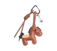 BELOWSYALER Porte-clés léger en cuir synthétique avec breloque cheval de dessin animé, facile à transporter, portable, accessoires de décoration, Couleur café.