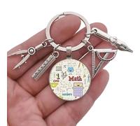 BELOWSYALER Porte-clés outil de mesure pour l'école, les mots mathématiques, symboles grecs, parfait pour le travail, les études et les voyages Outil de mesure de poche, b, taille unique