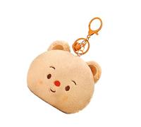 BELOWSYALER Porte-monnaie en peluche ours beurre, porte-clés en fourrure douce, pochette de rangement pour écouteurs pour femmes et étudiants, décoration à suspendre