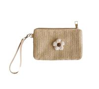 BELOWSYALER Portefeuille de Sac à Main,2023 Portefeuille de Bracelet Femmes Fille ID Carte de crédit Porte-Carte Bancaire avec dragonne Paille tissée Porte-Monnaie d'embrayage