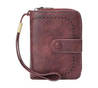 BELOWSYALER Portefeuille en cuir avec dragonne pour femme - Blocage des RFID - Portefeuille à deux volets - Porte-cartes de crédit de grande capacité - Porte-cartes de crédit, D