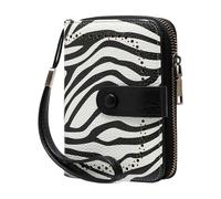 BELOWSYALER Portefeuille en cuir avec dragonne pour femme - Blocage des RFID - Portefeuille à deux volets - Porte-cartes de crédit de grande capacité - Porte-cartes de crédit, Motif zèbres