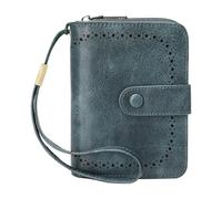 BELOWSYALER Portefeuille en cuir avec dragonne pour femme - Blocage des RFID - Portefeuille à deux volets - Porte-cartes de crédit de grande capacité - Porte-cartes de crédit, F