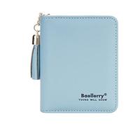 BELOWSYALER Portefeuille tendance à fermeture éclair pour femme en cuir synthétique décontracté avec porte-cartes de crédit, poche à monnaie, portefeuille en cuir PU pour femme, bleu