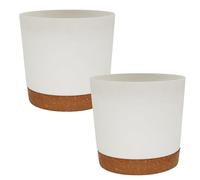 BELOWSYALER Pot de fleurs rond en résine à suspendre avec plateau de drainage pour intérieur et extérieur - Pots de fleurs pour balcon, décoration de la maison, pots de jardin, trous de drainage