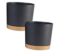 BELOWSYALER Pot de fleurs rond en résine à suspendre avec plateau de drainage pour intérieur et extérieur - Pots de fleurs pour balcon, décoration de la maison, pots de jardin, trous de drainage