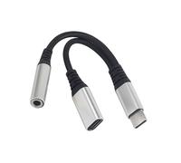 BELOWSYALER Répartiteur de charge USB C en aluminium pour casque HiFi 2 en 1 pour tablette, téléphone, adaptateur de casque avec chargement