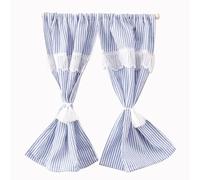 BELOWSYALER Rideau de fenêtre en tissu pour maisons de poupées miniatures avec motif à rayures pour maison de poupée modèle 1/12 accessoire de décoration