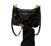 BELOWSYALER Sac à bandoulière élégant pour femme avec bandoulière réglable en polyuréthane souple pour un usage quotidien, Noir , One Size