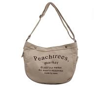 BELOWSYALER Sac à bandoulière imprimé lettre pour femme, sac de facteur léger, sac simple à épaule simple, décontracté, beige, One Size