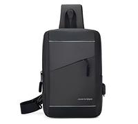BELOWSYALER Sac à bandoulière pour homme avec port de charge USB, bande réfléchissante pour la marche, la randonnée, la poitrine des hommes, gris, One Size