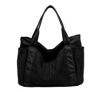BELOWSYALER Sac à bandoulière tendance pour femme, sac fourre-tout, sac à main de grande capacité, pour l'école et les voyages, décontracté, Noir , One Size