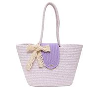 BELOWSYALER Sac fourre-tout décontracté tissé à la main, sac à bandoulière de grande capacité, léger et à transporter pour les vacances de fin de semaine, violet, One Size