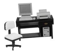 BELOWSYALER Scène de bureau miniature 1/12 avec imprimante de chaise de bureau et ordinateur pour maison de poupée, bureau, salle de lecture, affichage de scène