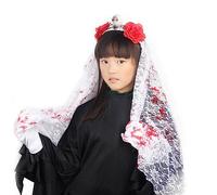 BELOWSYALER Serre-tête effrayant pour mariée fantôme, cosplay, Halloween, fêtes sur le thème des fleurs, bandeau squelette foncé avec rose colorée pour Halloween