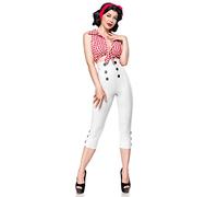 Belsira Pantacourt Femmes Pantalon en tissu noir Occasions & Vacances, Rockabilly, Blanc., S