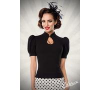 Belsira Retro-Bluse Bleu Clair Avec Manches Bouffantes & Col Style Vintage