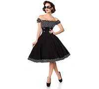 Belsira Robe Patineuse avec Épaules Dénudées Femme Robe mi-Longue Noir/Blanc L
