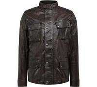 Belstaff Turner Blouson de moto en cuir, noir-brun, taille M pour homme