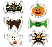 BELSVOR Lot de 6 Emporte Pièces Halloween, Emporte Piece en Acier Inoxydable, Emporte Piece Biscuit pour Décoration Biscuit/Gâteau/Cookies/Pâtisserie, Emporte Piece Patisserie 6 Formes