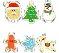 BELSVOR Lot de 6 Emporte Pièces Noël, Emporte Piece en Acier Inoxydable, Emporte Piece Biscuit pour Décoration Biscuit/Gâteau/Cookies/Pâtisserie, Emporte Piece Patisserie 6 Formes