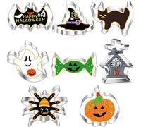 BELSVOR Lot de 8 Emporte Pièces Halloween, Emporte Piece en Acier Inoxydable, Emporte Piece Biscuit pour Décoration Biscuit/Gâteau/Cookies/Pâtisserie, Emporte Piece Patisserie 8 Formes