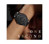 (Belt brown and white) FOXBOX Magnetic Ball Watch, No-Glass Floating Black Tech Quartz Wristwatch, Cool Unisex Personalized Timepiece