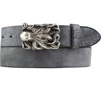 BELTINGER Ceinture avec boucle de ceinture pieuvre en cuir de vachette souple pleine fleur 4 cm look usé | Ceinture à bouton-pression avec boucle pieuvre 40mm | Look vintage | Noir 90cm