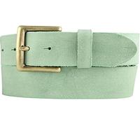 BELTINGER Ceinture avec boucle en laiton ancien en cuir de vache souple pleine fleur 4 cm | Ceinture en jean 40mm | Ceinture en cuir look vintage | Vert menthe 90cm