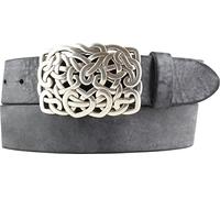 BELTINGER Ceinture avec boucle spéciale en cuir de vache souple pleine fleur 4 cm look usé | Ceinture à bouton-pression avec boucle 40mm | Ceinture femme look vintage | Noir 80cm