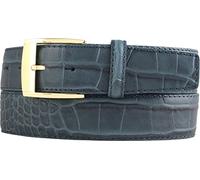 BELTINGER Ceinture avec motif croco et boucle dorée 4 cm | Ceinture en cuir pour femme homme 40mm motif croco | Bleu jean 120cm