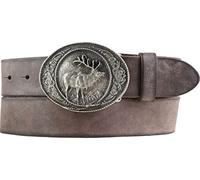 BELTINGER Ceinture de chasse avec boucle de cerf en cuir de vachette souple 4 cm look usé | Ceinture à bouton-pression pour chasseurs 40mm | Look vintage | Marron 90cm