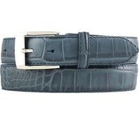 BELTINGER Ceinture de costume avec motif croco 3,5 cm | Ceinture en cuir pour homme 35mm aspect croco | Ceinture homme avec motif croco | Bleu jean 90cm