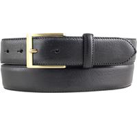 BELTINGER Ceinture de costume de haute qualité en cuir de vachette pleine fleur avec boucle dorée 3,5 cm | Ceinture en cuir bombée homme 35mm | Ceinture business made in Italy | Noir 100cm