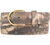 BELTINGER Ceinture femme en cuir de vachette pleine fleur aspect métal 4,0 cm | Ceinture en cuir aspect métal 40mm | Ceinture brillante pour femme avec boucle dorée 4cm | Or 100cm