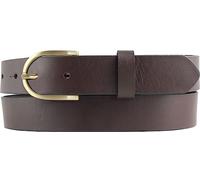 BELTINGER Ceinture femme extra-longue en cuir de vachette pleine fleur 3 cm | Ceinture en cuir avec boucle dorée 30mm | Ceinture femme de haute qualité | Marron 125cm