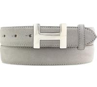 BELTINGER Ceinture femme HELEN en cuir velours 3,0 cm | Ceinture femme en cuir velours 30mm | Ceinture en daim avec boucle argentée brillante | Gris clair 80cm