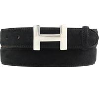 BELTINGER Ceinture femme HELEN en cuir velours 3,0 cm | Ceinture femme en cuir velours 30mm | Ceinture en daim avec boucle argentée brillante | Noir 115cm