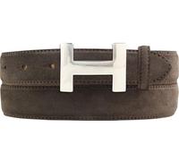 BELTINGER Ceinture femme HELEN en daim 3,0 cm | Ceinture en daim pour femme 30mm | Ceinture en daim avec boucle argentée brillante | Marron foncé 100cm