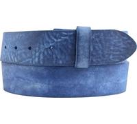 BELTINGER Ceinture interchangeable en cuir de vachette souple pleine fleur look usé sans boucle 4 cm | Ceinture à bouton-pression pour femmes hommes 40mm | Look vintage | Bleu 80cm