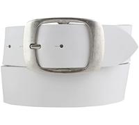 BELTINGER Ceinture jeans en cuir de vachette pleine fleur 5 cm avec double boucle | Ceinture en cuir 50mm | Ceinture large en cuir véritable | Blanc 80cm