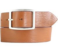 BELTINGER Ceinture jeans en cuir de vachette pleine fleur avec double boucle 4,5 cm | Ceinture en cuir pour femme 45mm | Ceinture large en cuir | Tabac 85cm