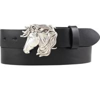 BELTINGER Ceinture pour cavalier avec boucle de ceinture tête de cheval en cuir de vache pleine fleur 3 cm | Ceinture cavalier 30mm pour culotte d'équitation | Ceinture cavalière | Noir 100cm
